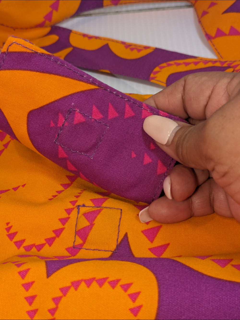 Echo Design Oversized Floral Canvas Tote Bag Purple Orange Boho Beach Shopper - Picture 4 of 11